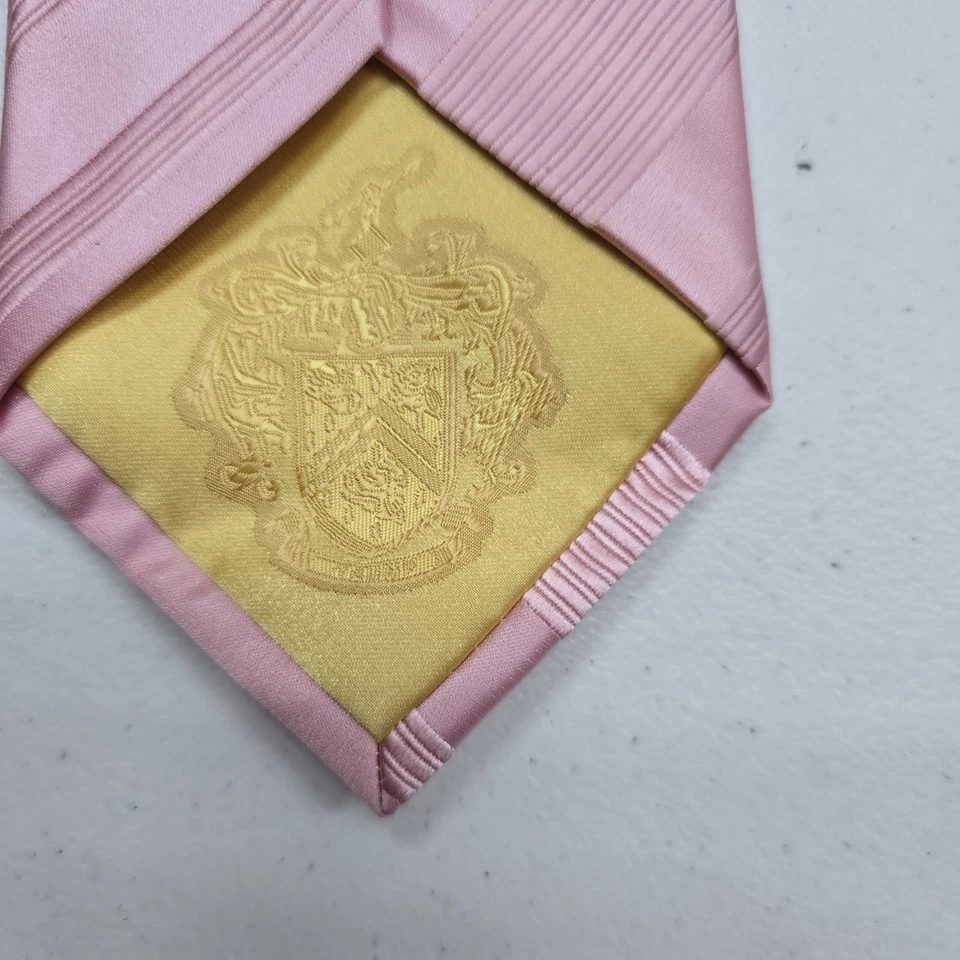 Corbata de seda a rayas rosas logotipo de barra dorada Donald Trump Signature Collection Foto 4 de 4