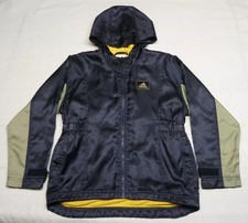 Kids' Adidas Black Yellow Olive Green Hooded Jacket Size M Unique Vintage
