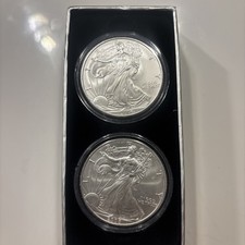 Silver .999 Pure Pair 2006 American Eagle Dollars Uncirculated In Box 2.0 Tr Oz