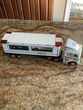 1997 HESS TOY TRUCK AND RACERS Truck Trailer Hauling 2 Race Cars