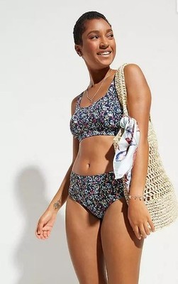 FREEMANS Non Wired Floral Bikini Set in Navy UK 10 (FJ88-13)