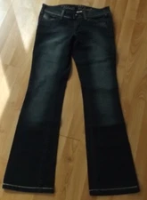 Ladies Junior NINE RIVETS Sz 7 Dark Wash Blue Denim Boot Cut Jeans Stretch