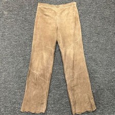 Terry Lewis Women  s Suede Genuine Leather Scalloped Hem Brown Pants Size 10P
