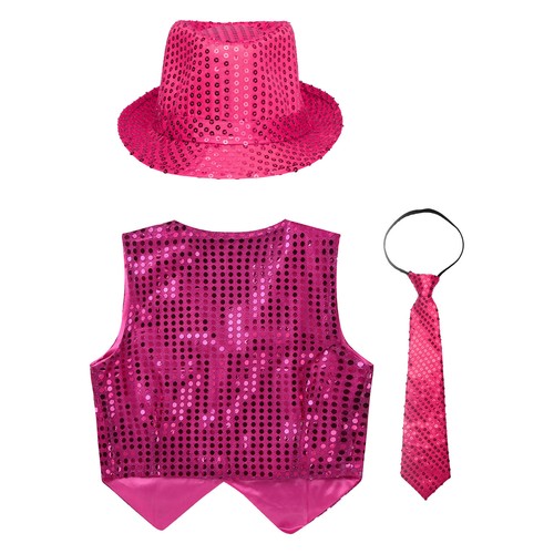Kids Sequin Waistcoat Fancy Vest Tops Hip-hop Jazz Dance Stage Performance - Picture 22 of 77