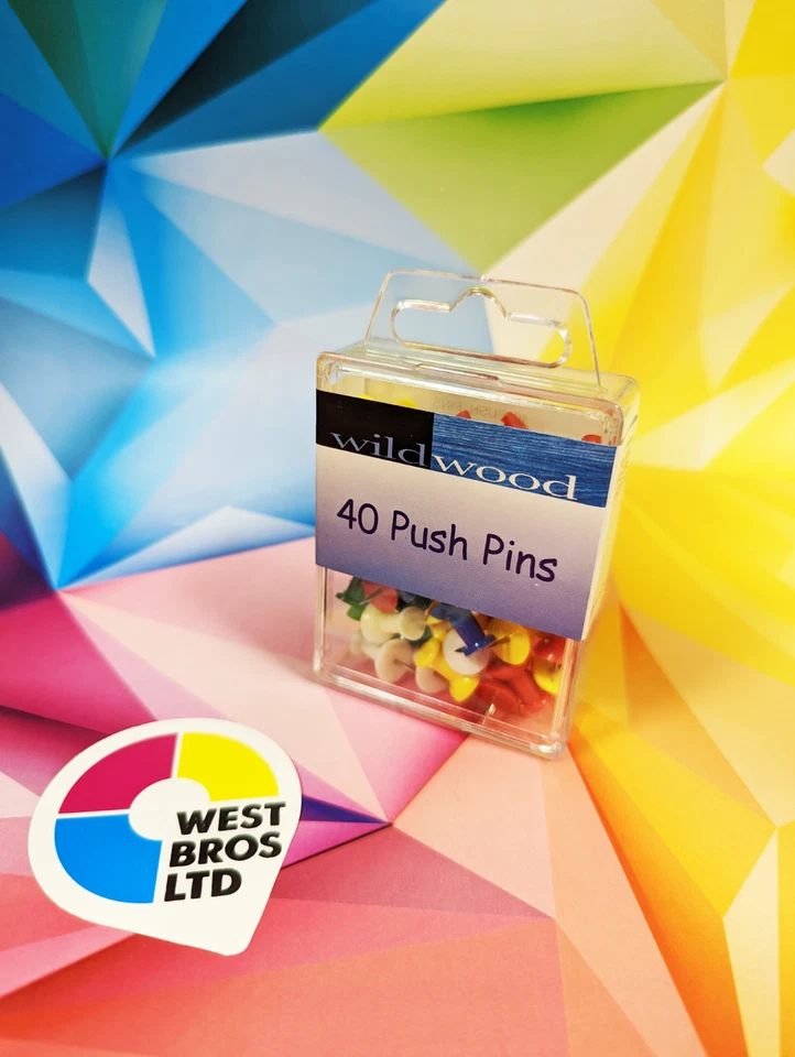Pack of 40 primary coloured push pins drawing pin desk office work thumb tacks - Image 3 of 4