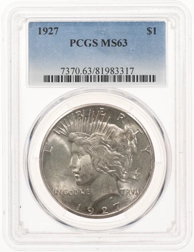 1927 $1 PCGS MS63 Peace Silver Dollar