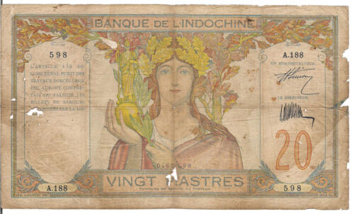 FRENCH INDO - CHINA, 20 PIASTRES,  ND - Picture 1 of 2