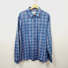 The Normal Brand Frankfort Indigo Twill Plaid Shirt Men's Size XXL Cotton Pocket