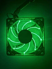 Enermax 80mm x 25mm Twister Bearing Green LED Computer Case 3-pin Fan Temp Ctrl