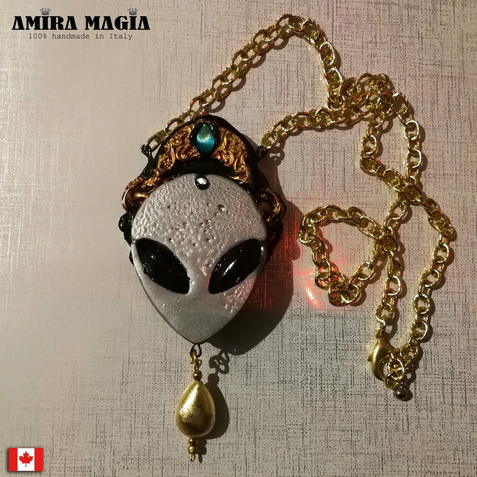 Alien Woman Men Jewelry Pendant Talisman Futuristic Necklace Planetary Amulet