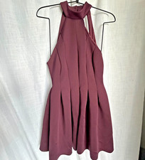 ASOS Women's Dress 10 Purple Halter Neck Pleated Skirt Cocktail Style