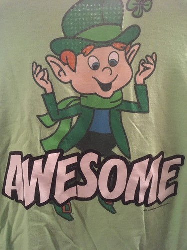 lucky charms awesome leprechaun t-shirt green xl irish official