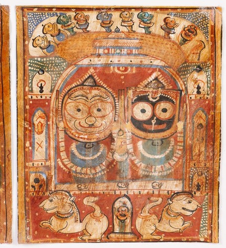 19th Century India Orissa Jagannath Jain Vishnu Paintings Natural Pigments Cloth - Picture 7 of 8