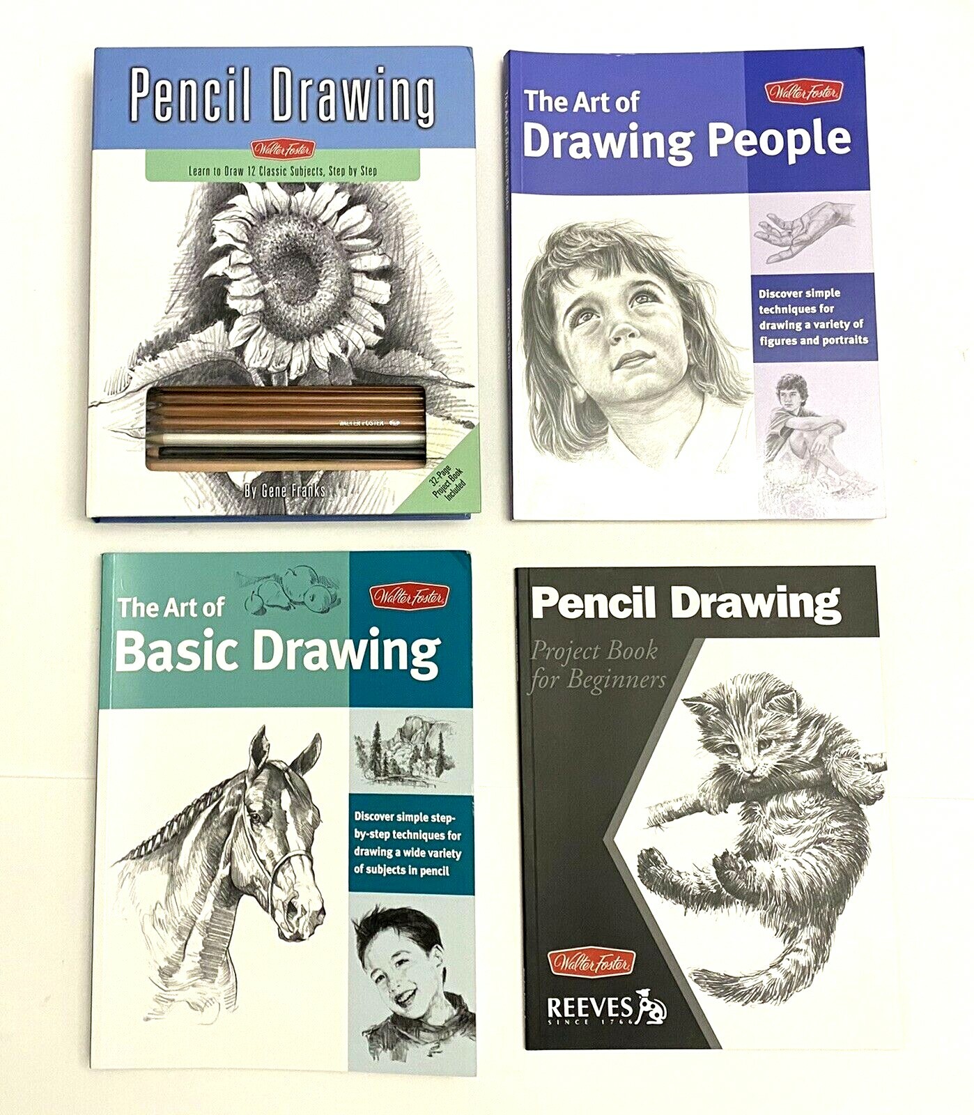 Pencil Drawing Guides by Walter Foster Set of Four Books Plus Pencil Set eBay