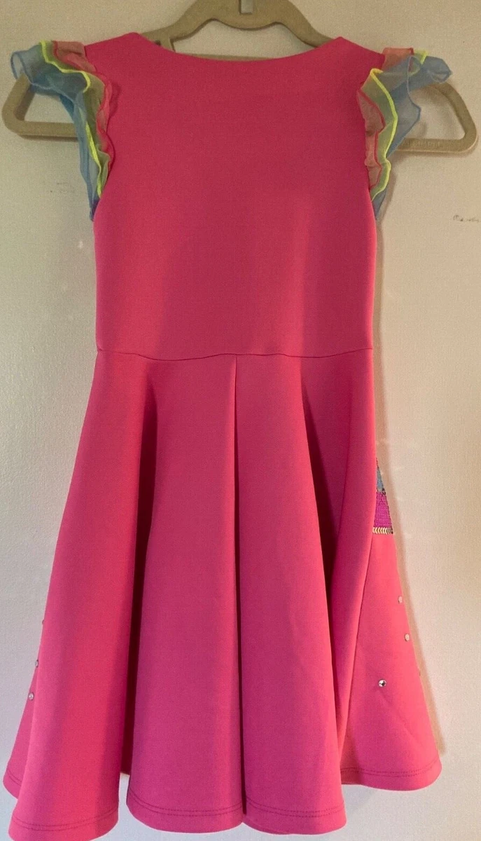 girls kids size 6 6x neon pink JoJo Siwa dress. sequins