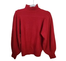 Evan Picone Vintage Red Lambswool Angora Balloon Sleeve Sweater Size S