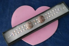 Beautiful Bracelet With Agate And Bronze Pearls  8" Inches.Long  In Gift Box