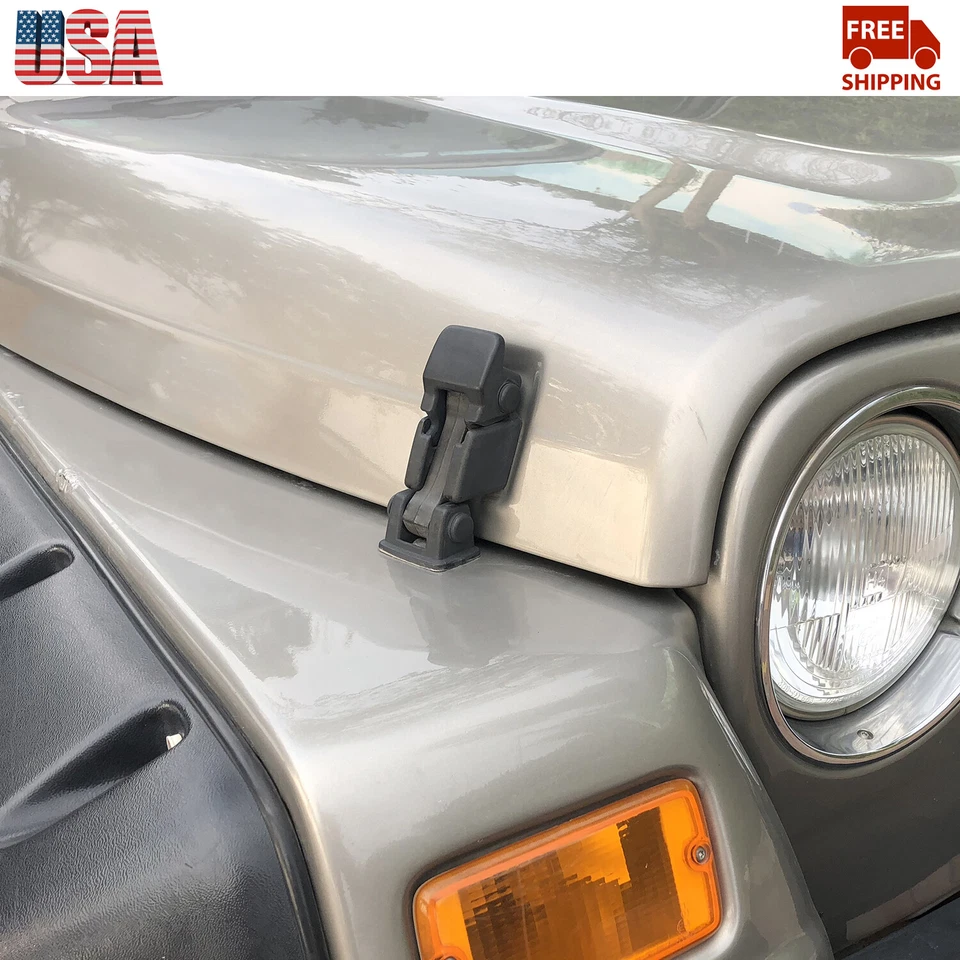2PCS Black Front Hood Catch Latch Locking Pins For Jeep Wrangler TJ 1997-2006 US Foto 3 de 4