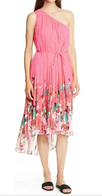 Ted Baker- PINATA- One Shoulder Asymmetric Hem Dress- Bright Pink-  Sz4=US12- NWT