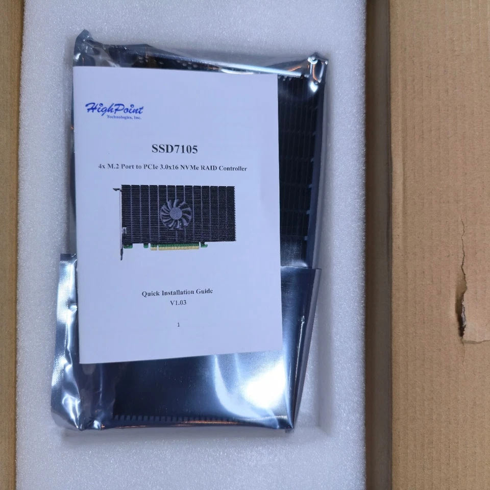 HighPoint 4-Port M.2 SSD7105 PCIe Gen3 Bootable NVMe RAID Controller for Wind... - Image 2 of 2