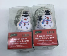 Jingle Time LED Metal Snowmsn String Lights Battery Operated Lot Of 2