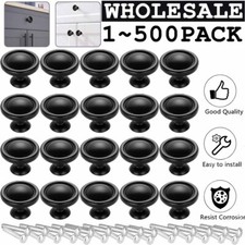 Black Cabinet Drawer Round Knobs Pulls Screws Door Handles Kitchen Hardware Lot