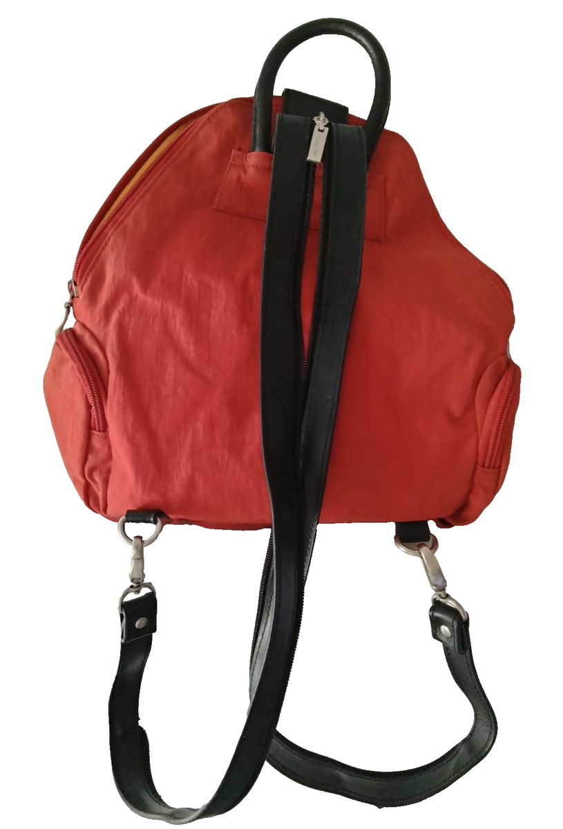 Baggallini Convertible Backpack Sling Bag Brown Nylon Red Lining Travel Purse Baggallini Mendoza Convertible Turnlock Backpack Travel  main image 4