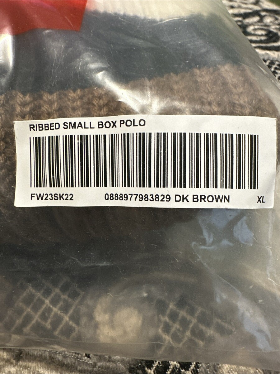 Supreme Ribbed Small Box Polo Sweater Brown FW23 X-Large NWT Supreme Ribbed Small Box Polo Sweater Brown FW23 X-Large NWT