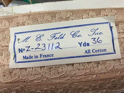 vintage 1/2'' cotton lace trim 1930s sand beige 36yds original 1 pkg France