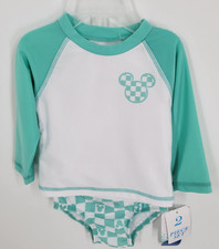 Disney Mickey Mouse Baby Mint Green Two Piece Swimsuit Size 6-9 Months NEW