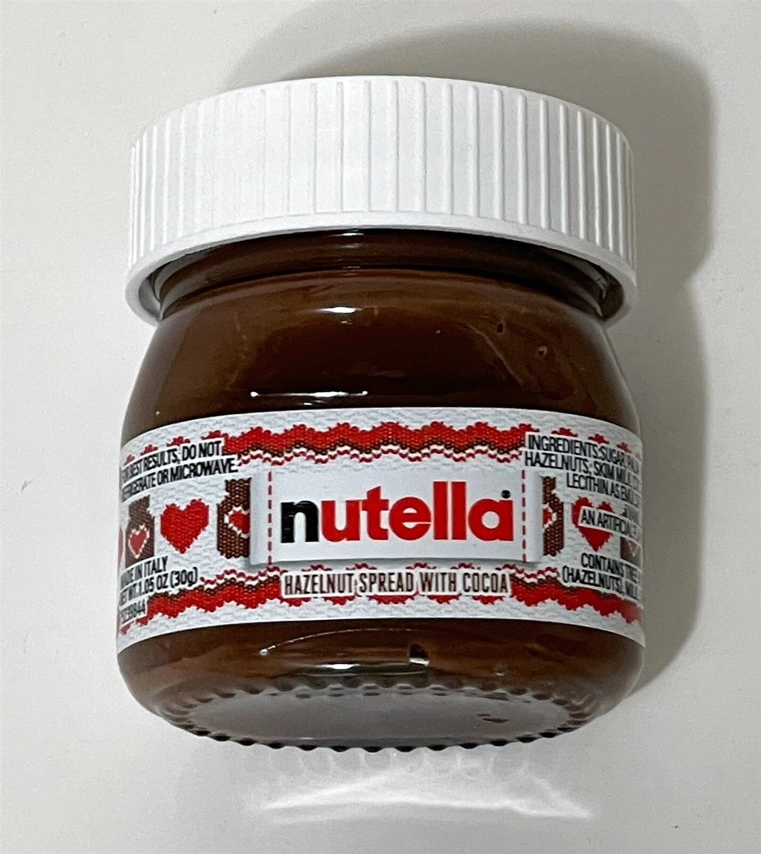 NUTELLA mini-jar WHITE top 1.05oz Shot-glass Made in Italy VALENTINES HEART  2022