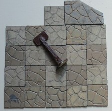 EARLY BRITAINS LEAD 22 FLORAL GARDEN PAVING SLABS TERRACE TILES & LEAD SIGN POST