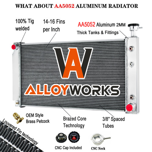 4-Row Aluminum Radiator For 2003-05 Chevy Express 1500 2500 GMC Savana ...