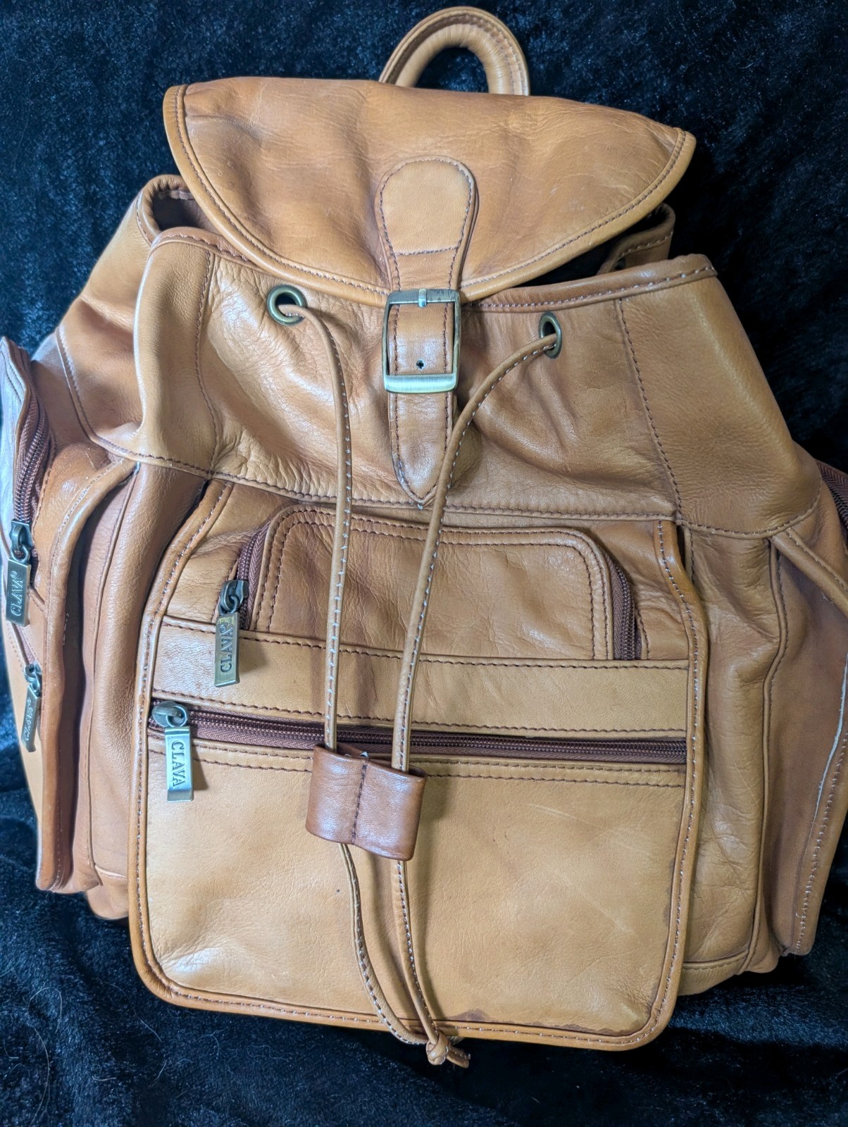 Clava American Leather Drawstring Backpack Unisex… - image 9