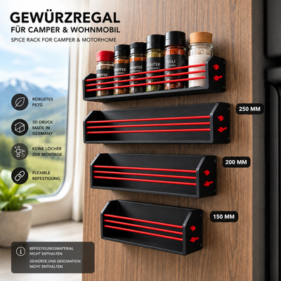 Gewürzregal Wohnmobil Camper Spice Rack Caravan Kitchen Organizer 250mm PETG