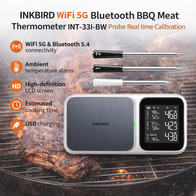 INKBIRD Drahtlos WLAN Bluetooth Fleischthermometer 25 Stunden Akkulaufzeit Grill