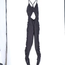 Free People S Balancing Act Black Ruched Cutout Cami Bodysuit Jumpsuit One Piece