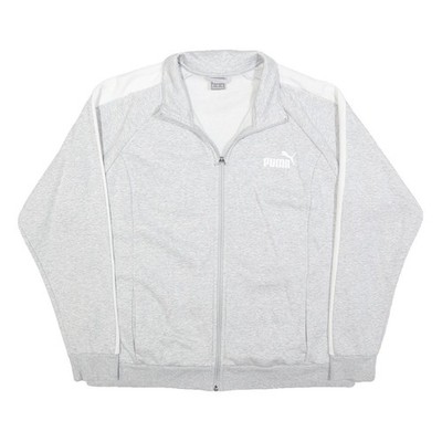 Puma Herren grau & weiß Baumwolle Reißverschluss Jacke 2XL klassisch sportlich bequem