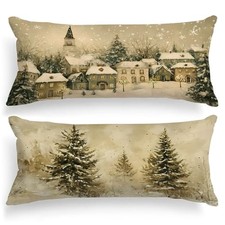 Christmas Body Pillowcase 20x54 Set of 2, House Forest 54" x 20" Pack of 2 