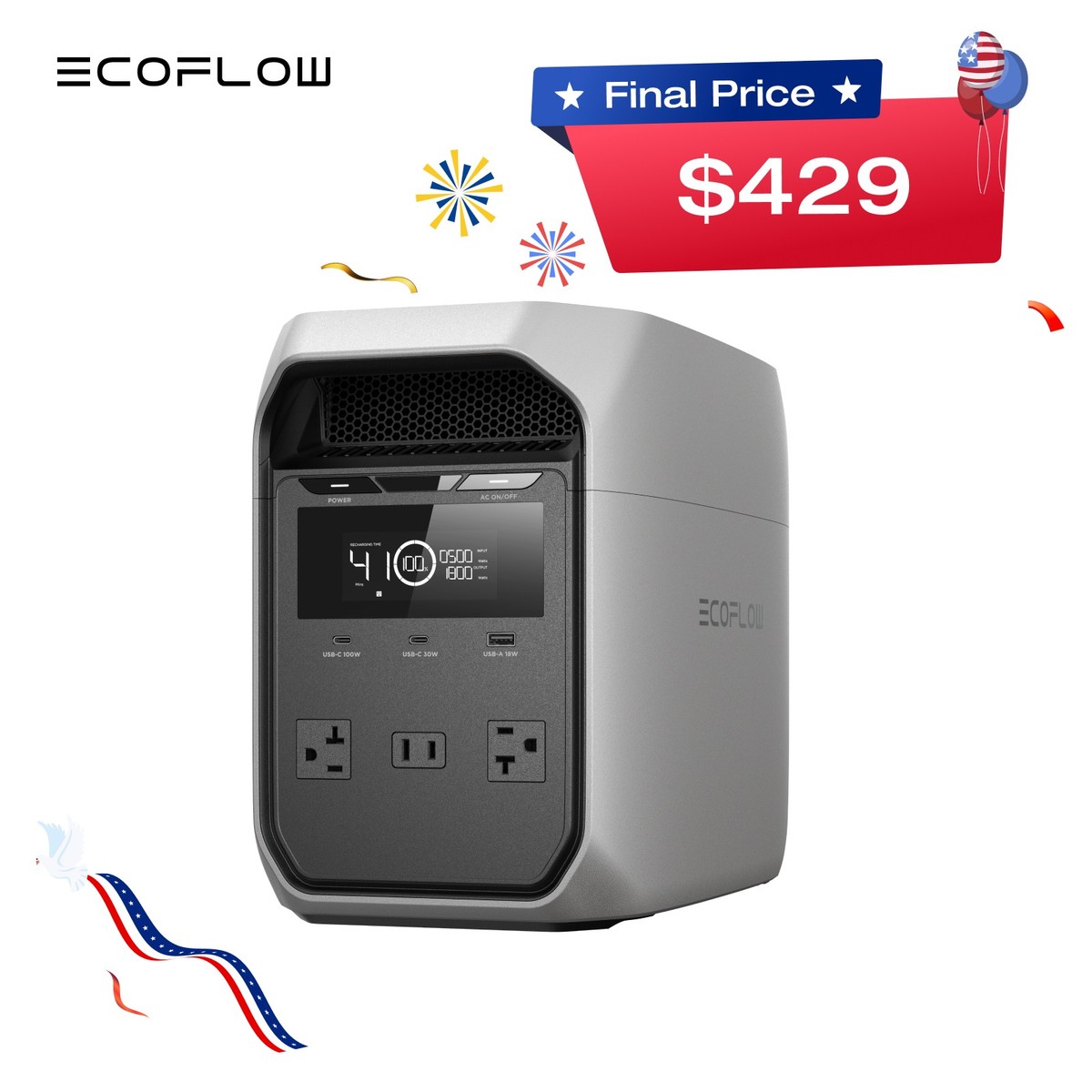 EcoFlow DELTA 3 Classic 1024Wh 1800W Portable Power Station