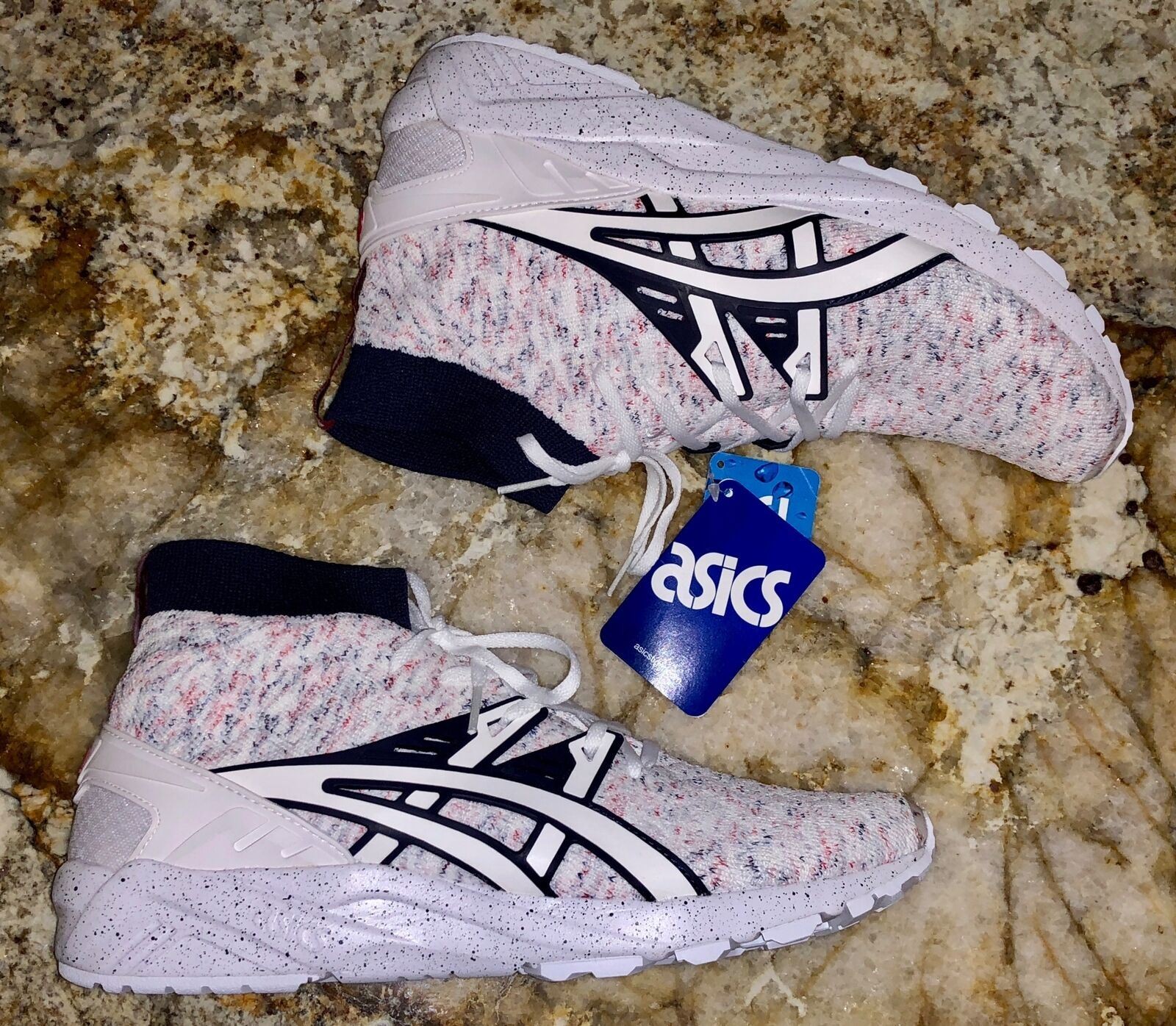 ASICS Gel Kayano Trainer Knit White Navy Blue Red Shoes Sneakers NEW Mens Sz 9 thumbnail 2