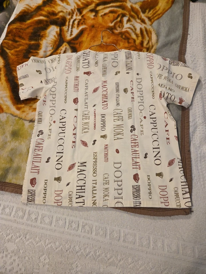 Womens Scrub Top Coffee Latte Clinic Nursing Hospital Home Size Medium - Image 2 of 4