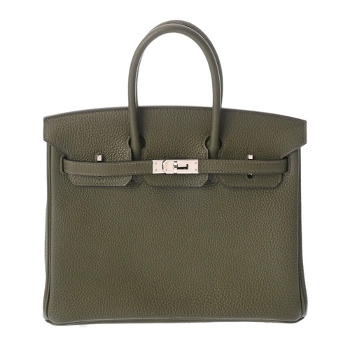 Hermes Birkin 25 726514 Handbag Togo Leather Silver #WB116