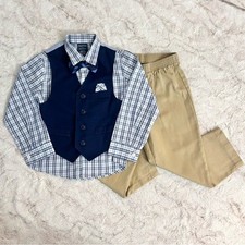 Nautica Boys Button Up Shirt Vest Bow Tie Pants 4 Piece Set Size 4