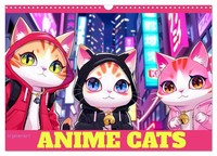 "Calendar 2027 · US Version · Anime Cats (Wall Calendar 2027 17\" × 12\" Landscape)"