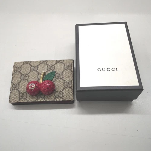 Portefeuille compact GUCCI GG Supreme Cherry