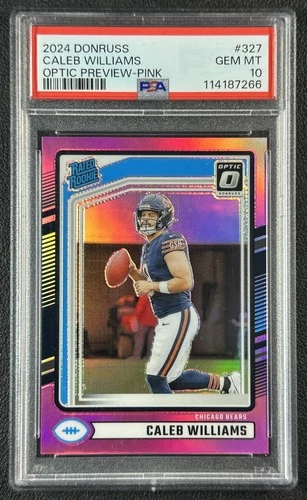 CALEB WILLIAMS PSA 10 2024 PANINI DONRUSS OPTIC #327 RATED ROOKIE PREVIEW PINK