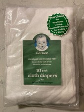 Gerber Prefold Cloth Diapers 10-PACK 20"x 14" Padding burp cloth white NEW
