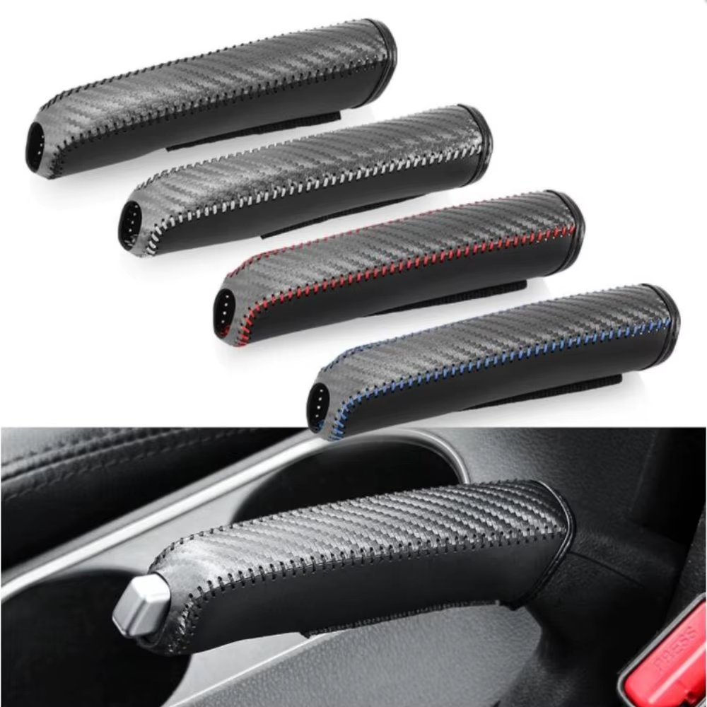 Carbon Fiber Leather Handbrake Cover Car Interior Protection Sleeve