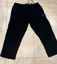 U.S. Polo Assn. Men's Black Fleece Sweatpants L Elastic Waist Pockets Drawstring